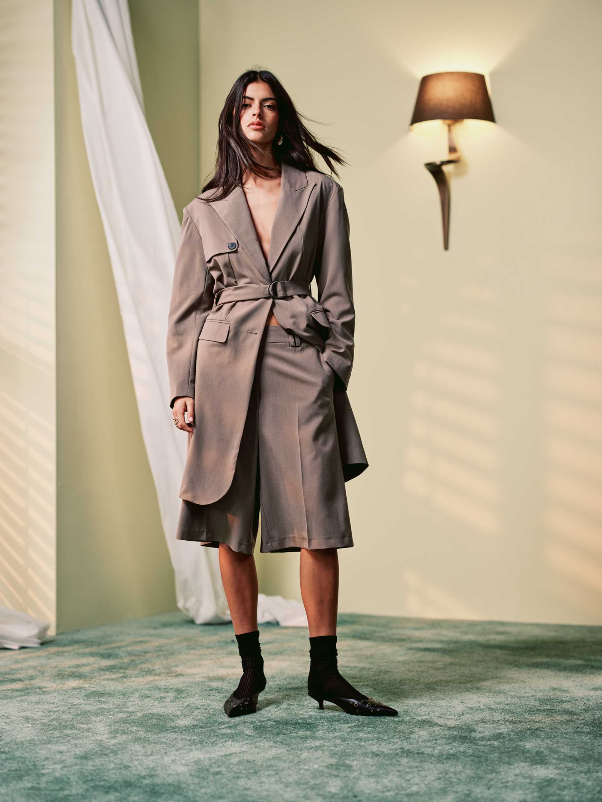 asos design tailored longline shorts in mocha - part of a set