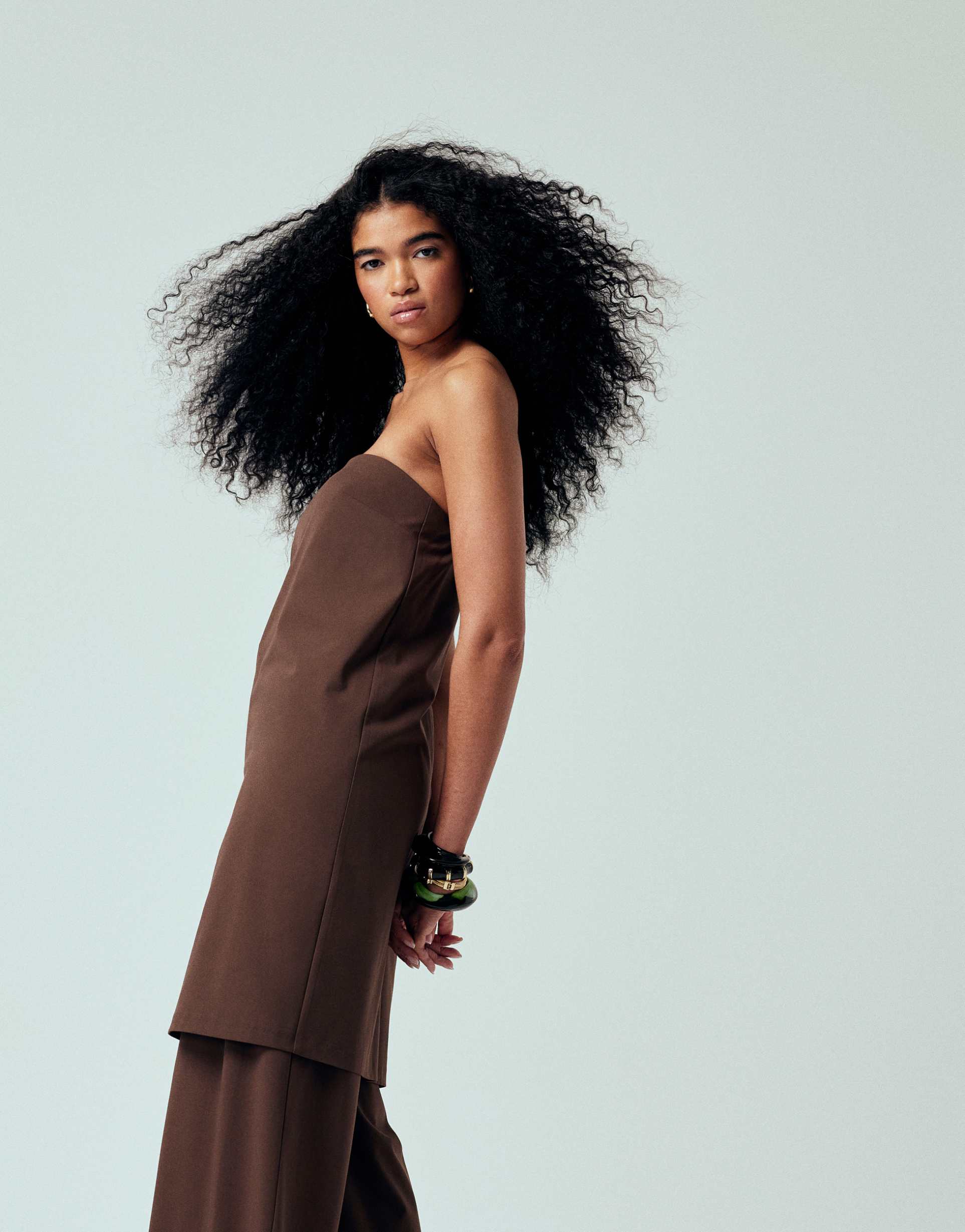 asos design tailored longline tabard top in chocolate - part of a set