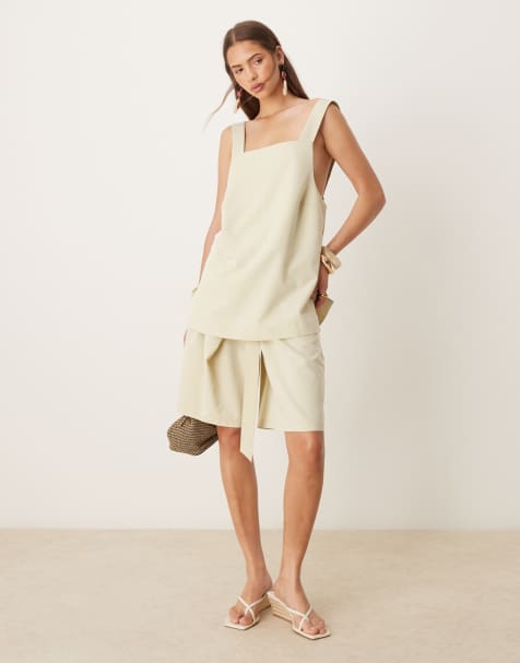 ASOS DESIGN tailored longline utility shorts co-ord in pistachio - view 1