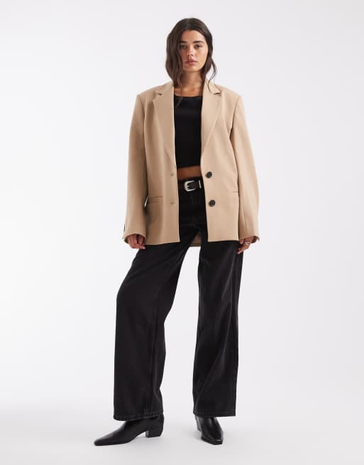 ASOS DESIGN Tailored loose fit blazer in sand, 2 of 4