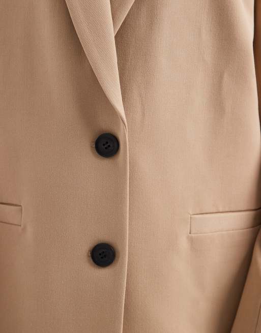 ASOS DESIGN Tailored loose fit blazer in sand, 3 of 4