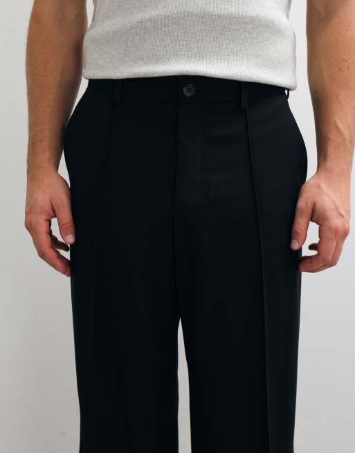 ASOS DESIGN tailored loose leg pants in black with pintuck, 2 of 5