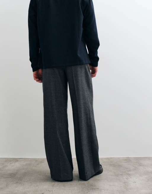 ASOS DESIGN tailored loose leg pants in dark blue microcheck, 5 of 5