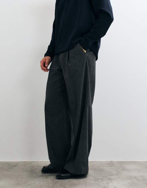 ASOS DESIGN tailored loose leg trousers in dark blue microcheck, 3 of 5