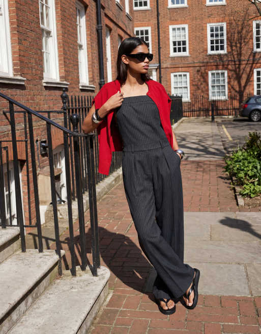 ASOS DESIGN tailored low back dungaree in black pinstripe, 10 of 10