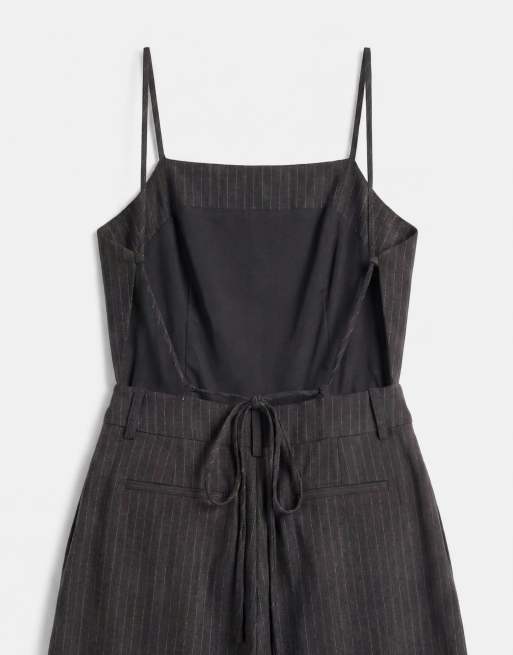 ASOS DESIGN tailored low back dungaree in black pinstripe, 7 of 10