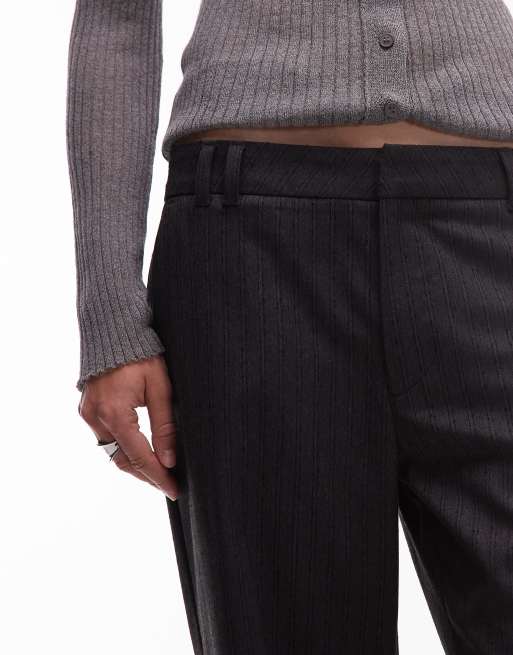 ASOS DESIGN tailored low rise menswear inspired pants in gray pinstripes , 3 of 5