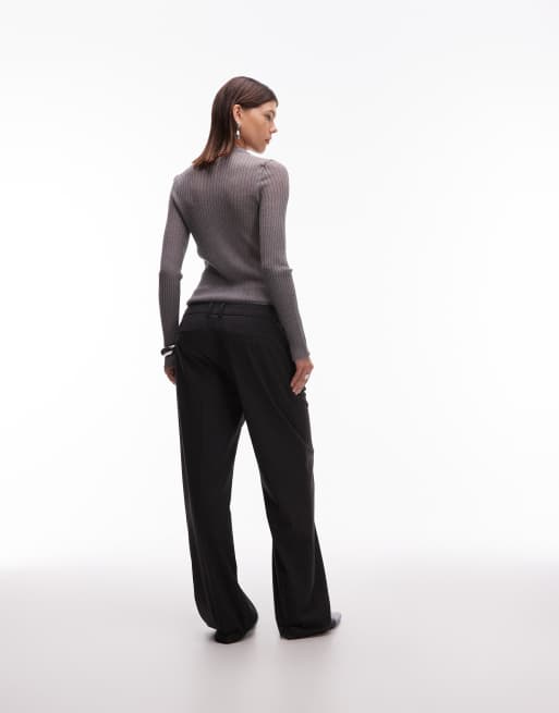 ASOS DESIGN tailored low rise menswear inspired pants in gray pinstripes , 5 of 5