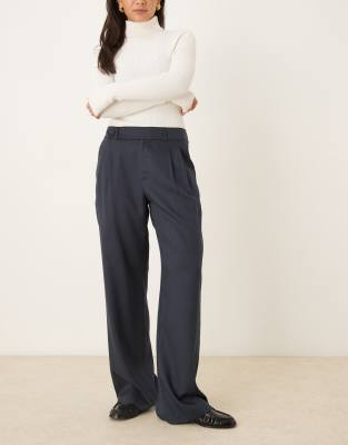 Asos Design Tailored Low Rise Relaxed Straight Leg Pants In Blue