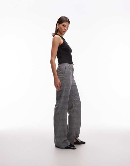 ASOS DESIGN tailored  low rise relaxed straight leg suit trousers in mono check