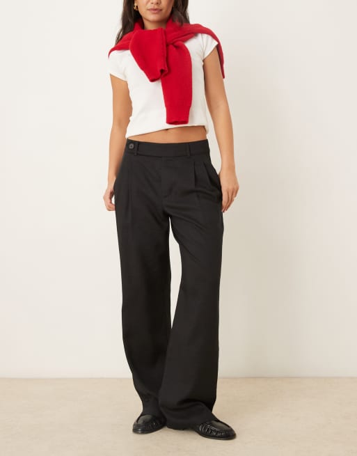 ASOS DESIGN tailored low rise relaxed straight leg trousers in grey