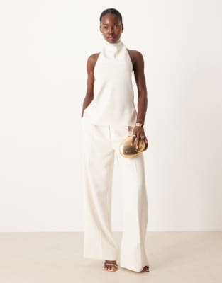 Asos Design Tailored Low Rise Wide Leg Pants In White