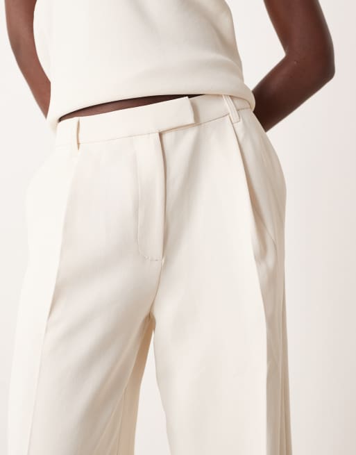 ASOS DESIGN tailored low rise wide leg pants in cream - part of a set, 2 of 5