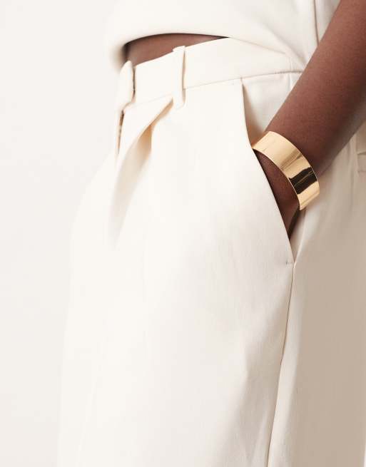 ASOS DESIGN tailored low rise wide leg pants in cream - part of a set, 3 of 5