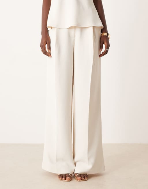 ASOS DESIGN tailored low rise wide leg pants in cream - part of a set, 5 of 5