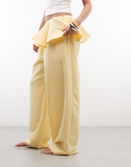 ASOS DESIGN Tailored low waist skirted pants in yellow, 2 of 5