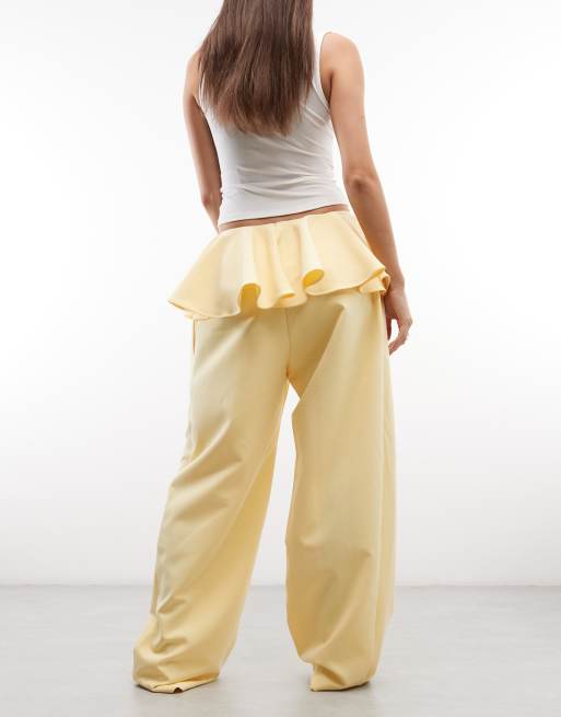 ASOS DESIGN Tailored low waist skirted pants in yellow, 3 of 5