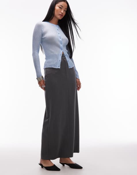 ASOS DESIGN tailored maxi pencil skirt in grey - view 1
