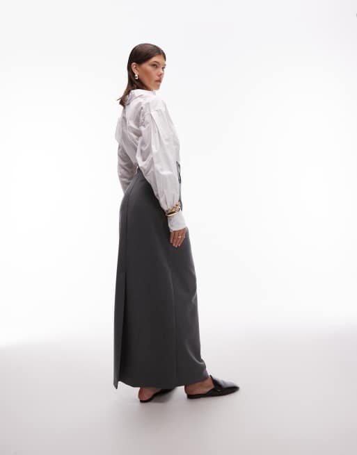 ASOS DESIGN tailored maxi pencil skirt in grey, 4 of 5