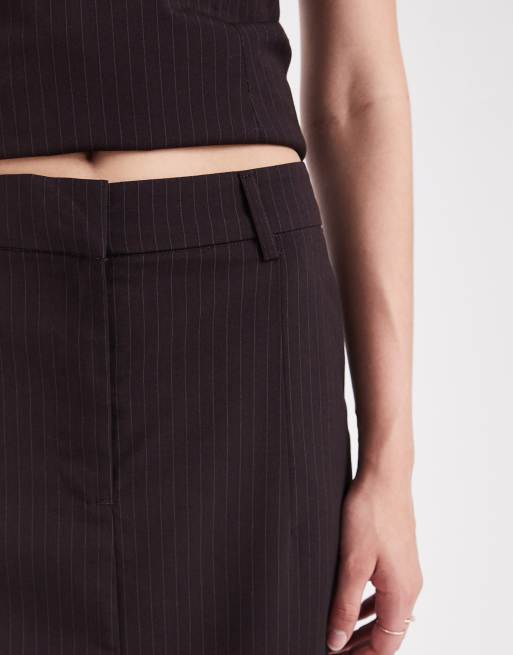 ASOS DESIGN tailored maxi skirt in burgundy pinstripes - part of a set, 3 of 4
