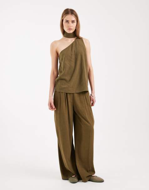 ASOS DESIGN Tailored mensy trousers in khaki