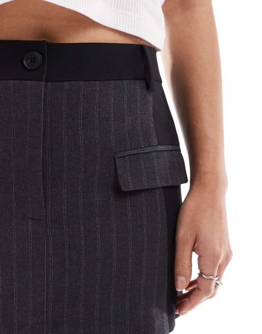 ASOS DESIGN tailored micro mini skirt co-ord in charcoal colour block - CHARCOAL, 5 of 5