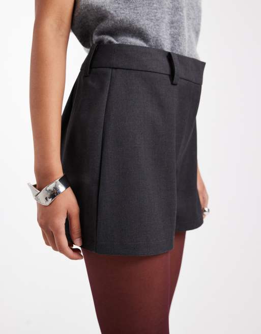 ASOS DESIGN tailored micro shorts in charcoal