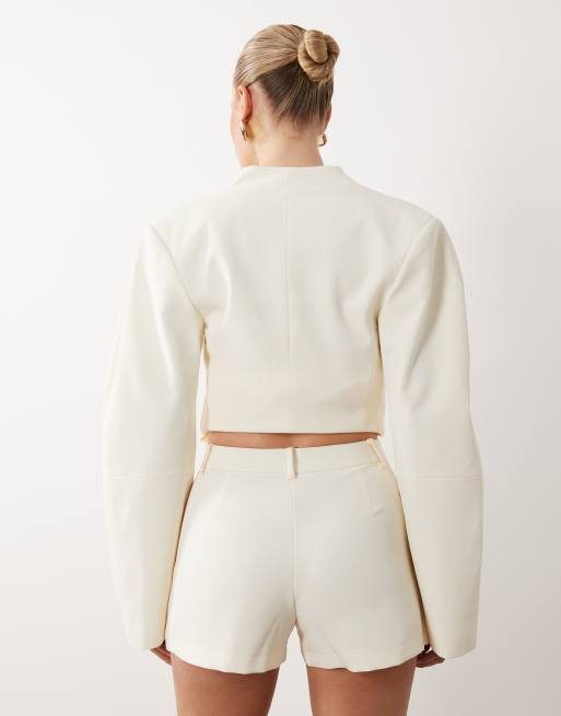 ASOS DESIGN tailored micro shorts in cream - part of a set, 5 of 5