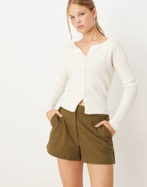 ASOS DESIGN tailored micro shorts in khaki - view 1
