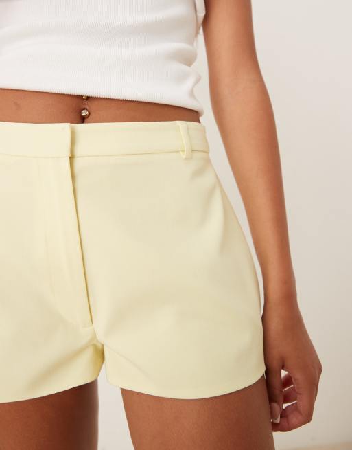 ASOS DESIGN tailored micro shorts in lemon, 5 of 5