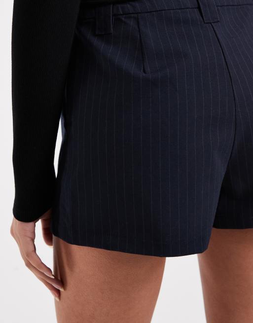 ASOS DESIGN Tailored micro shorts in navy stripe, 3 of 5