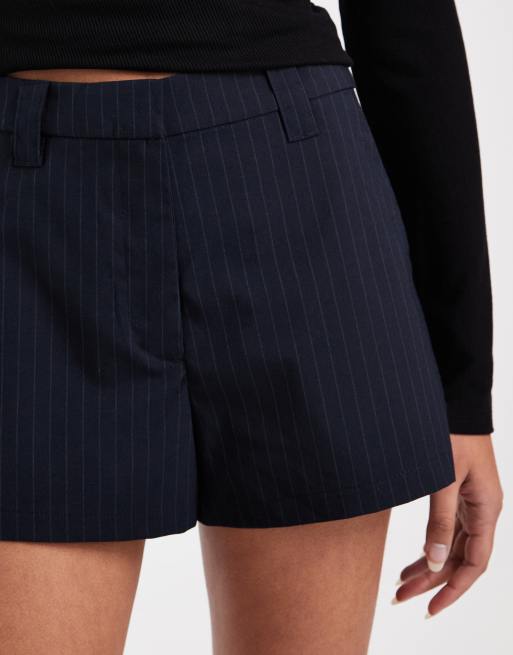 ASOS DESIGN Tailored micro shorts in navy stripe, 5 of 5