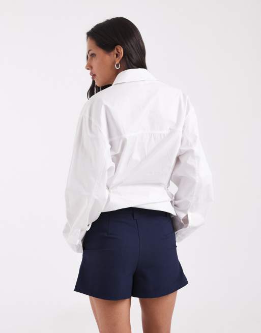 ASOS DESIGN Tailored micro shorts in navy, 5 of 5