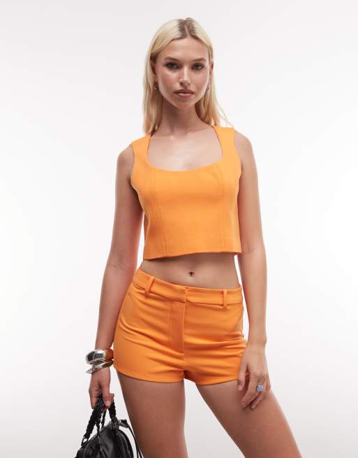 ASOS DESIGN Tailored micro shorts in orange, 2 of 5