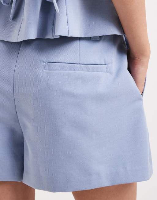 ASOS DESIGN tailored micro shorts with button in soft blue, 5 of 5