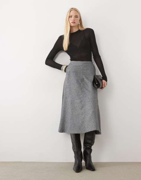 ASOS DESIGN Tailored midi circle skirt in mono texture