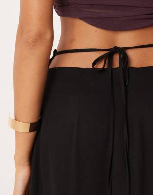 Asos Design Tailored Midi Pencil Skirt With Tie Back Detail In Black