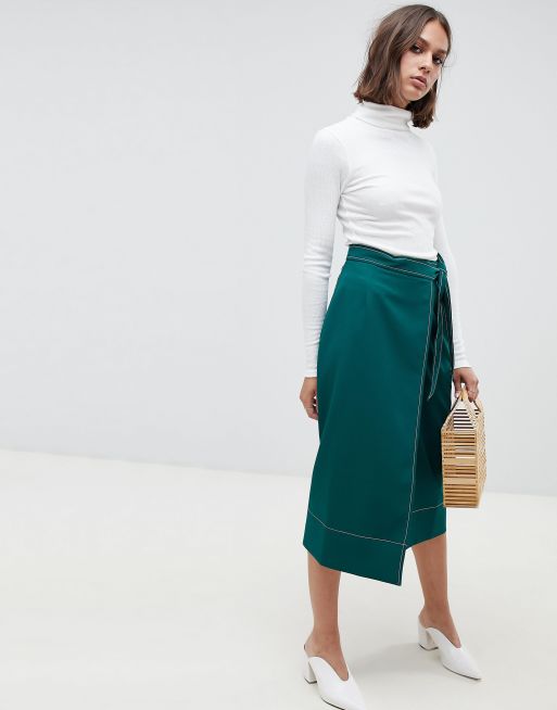 Asos midi shop wrap skirt