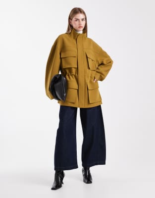 Asos Design Tailored Military Patch Pocket Jacket In Brown