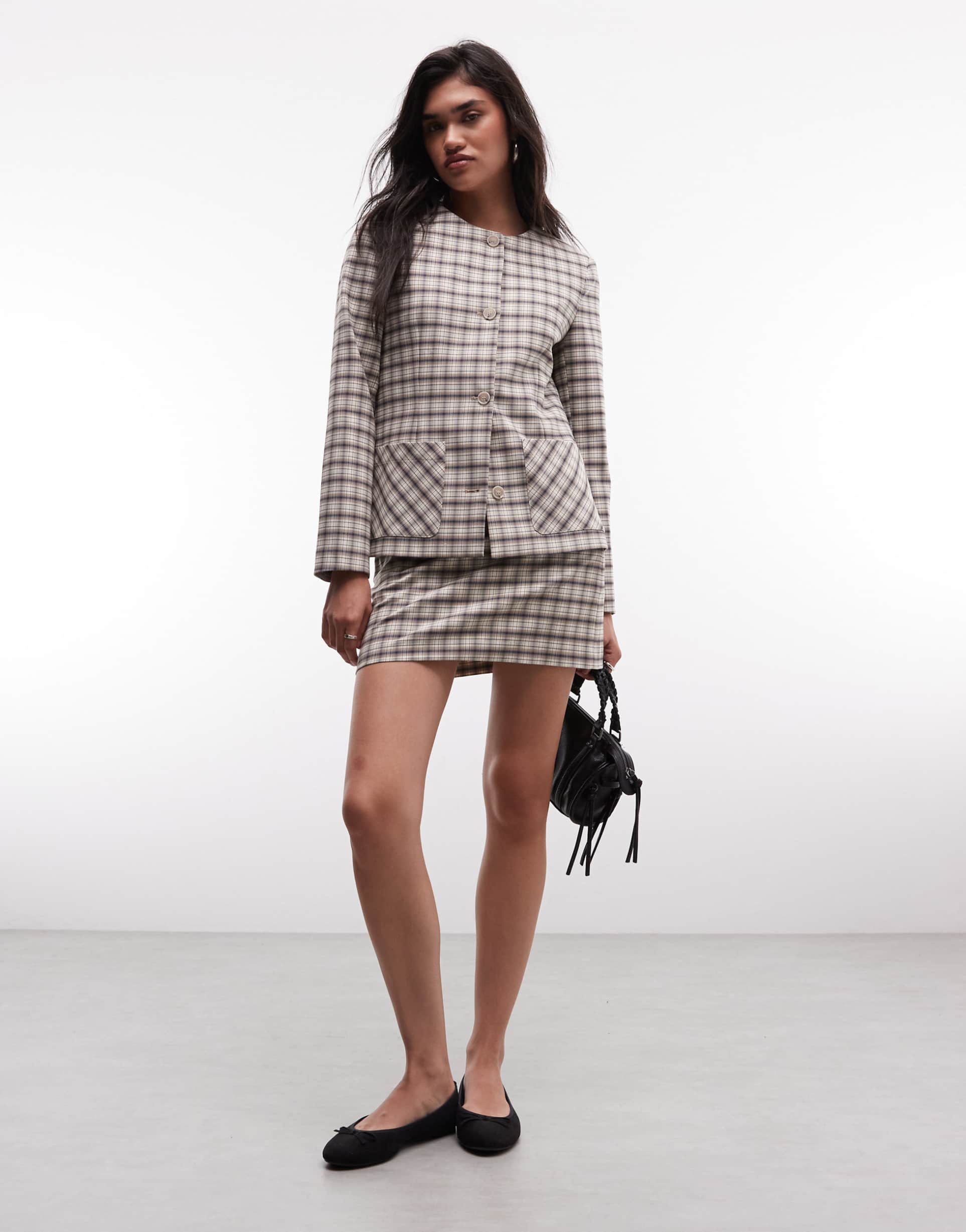 asos design tailored mini skirt in check