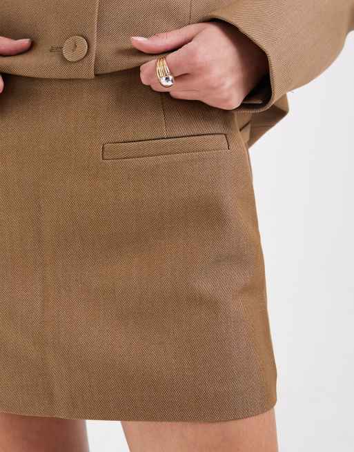ASOS DESIGN tailored mini skirt in stone (part of a set), 4 of 5