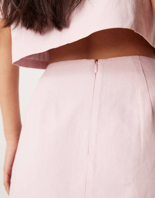 ASOS DESIGN tailored mini skirt with linen in pink - part of a set, 5 of 5