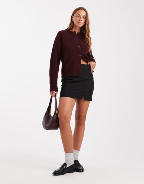 ASOS DESIGN tailored mini skirt with split in black - view 1