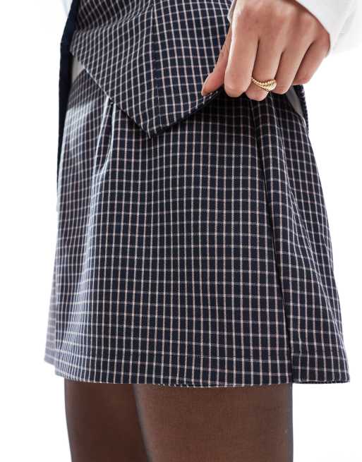 ASOS DESIGN tailored mini skort in black check