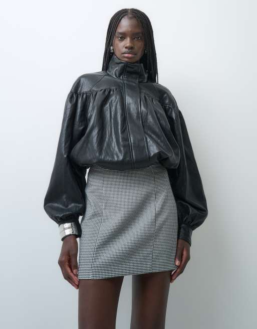 ASOS DESIGN Tailored mini tulip skirt in mono dogtooth, 2 of 5