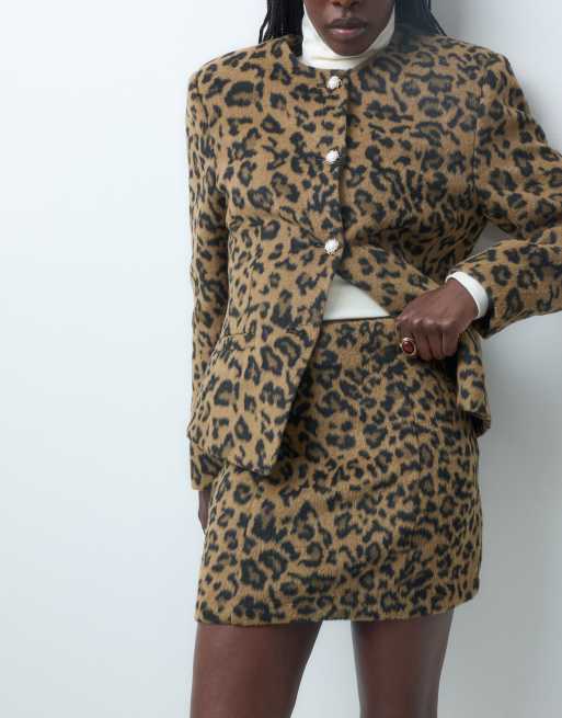 ASOS DESIGN Tailored mini tulip skirt in textured leopard, 5 of 5