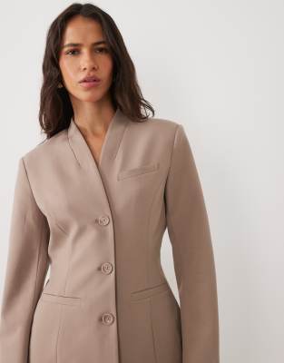Asos Design Tailored Molded Hip Blazer In Neutral