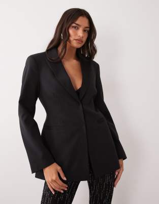 Asos Design Tailored Moulded Hip Tux Blazer In Blue