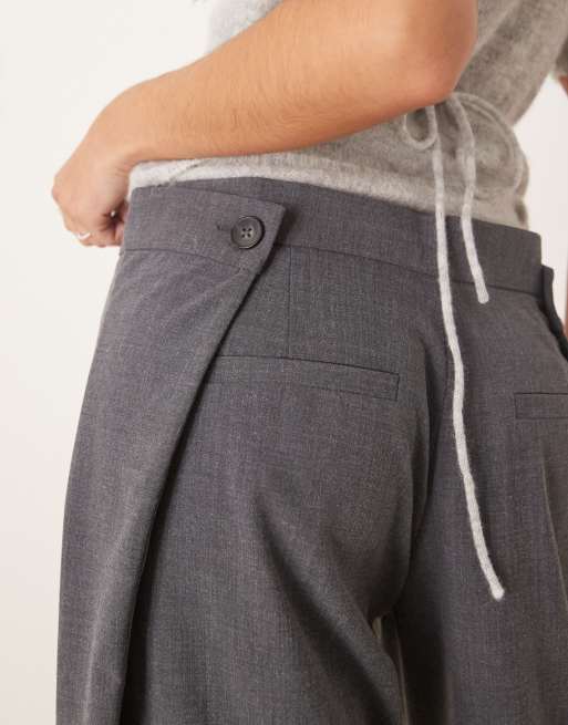 ASOS DESIGN tailored multiway barrel pants in charcoal