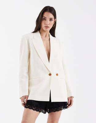 Asos Design Tailored Multiway Blazer With Linen In White